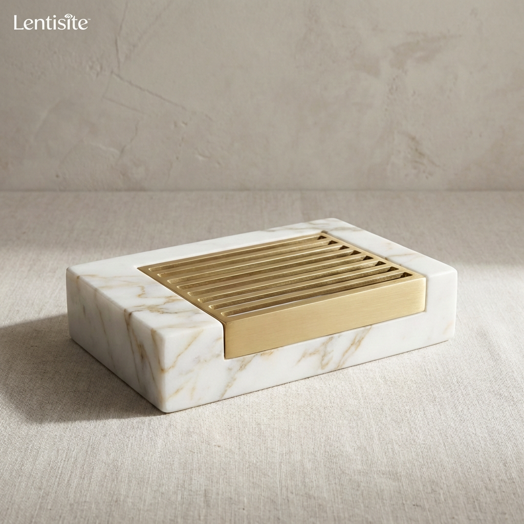 Marbella Stone & Brass Soap Dish