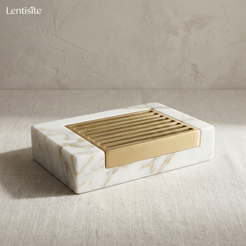 Marbella Stone & Brass Soap Dish